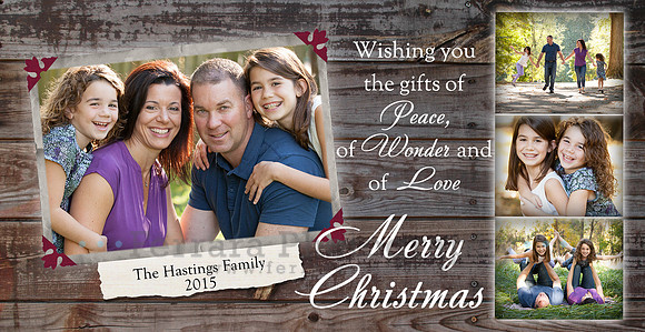 Rustic Xmas  4x8 Photo Card $35 for 25 w/ Envelopes